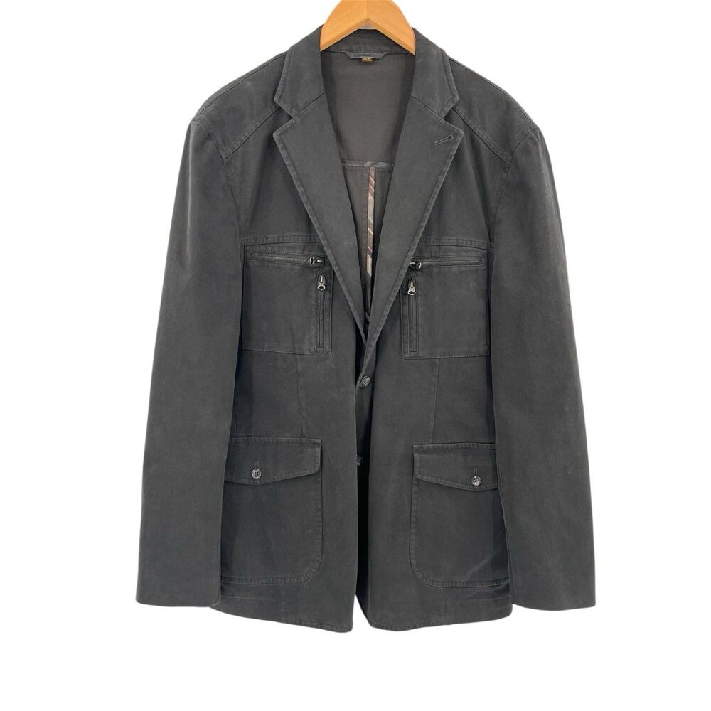 KROON Men's Black Multipocket Travel Blazer Overcoat 44R
